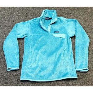 Patagonia Polartec Thermal Pro Tech Jacket Womens Medium Blue Fleece Snap Up